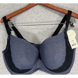 Parfait 34H Underwire Bra NWT Dark Blue Denim Lace Modal Style 28012 Full Figure